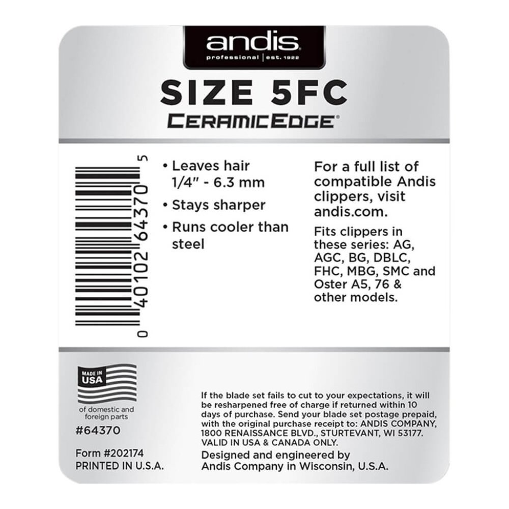 Andis CeramicEdge 5FC 64370 Clipper Blade #64370 - Picture 2 of 2